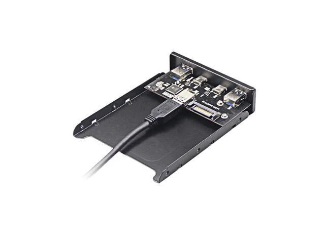 Alt view image 4 of 5 - Dual 5Gb/s USB 3.1 Type-C & USB 3.0 Computer 3.5 inch Floppy Bay Front Panel 4 Ports USB Hub, USB3 19Pin to 2x USB 3.0 USB-C + 2x Type A Splitter Adapter