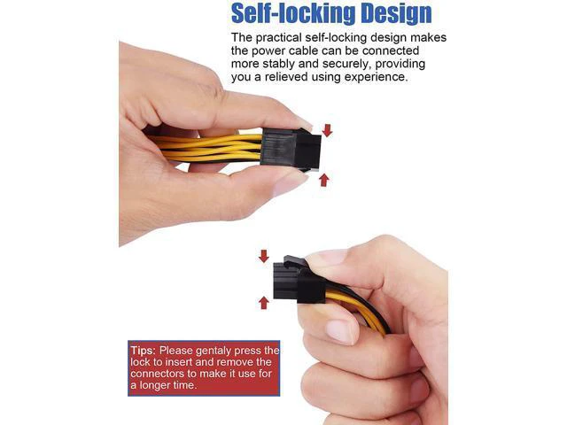 Alt view image 6 of 7 - 6 Pin PCIe - 2 x PCIe 8 (6+2) Pin 6PIN to Dual 8PIN Graphics Card PCI-e Express VGA Splitter Power Extension Cable (4 Pieces)