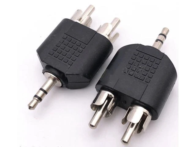 Alt view image 2 of 2 - 3.5mm Male jack To 2 RCA Male Stereo Audio Adapter Convertor Sound Voice Jack Socket Silver