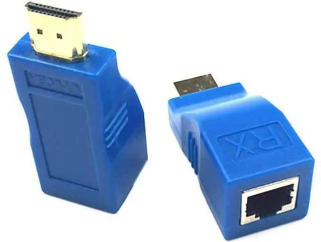 Main image of HDMI Extender Up to 100ft HDMI Ethernet Network Extender Adapter Over RJ45 Cat5-e Cat6 Cable (Transmitter + Receiver 1 Port RJ45)