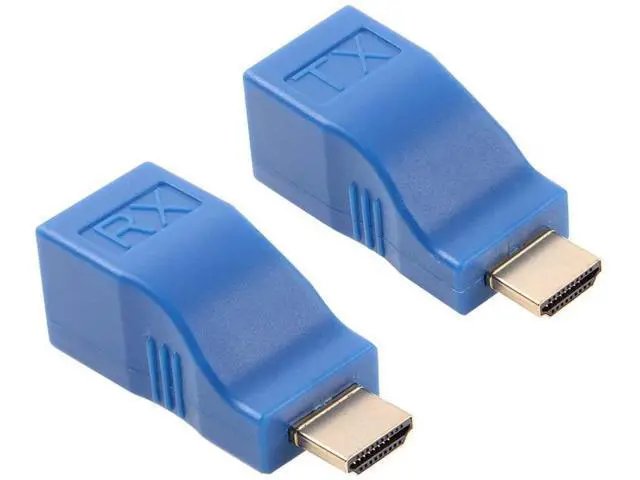 Alt view image 2 of 7 - HDMI Extender Up to 100ft HDMI Ethernet Network Extender Adapter Over RJ45 Cat5-e Cat6 Cable (Transmitter + Receiver 1 Port RJ45)