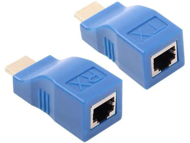 Alt view image 3 of 7 - HDMI Extender Up to 100ft HDMI Ethernet Network Extender Adapter Over RJ45 Cat5-e Cat6 Cable (Transmitter + Receiver 1 Port RJ45)