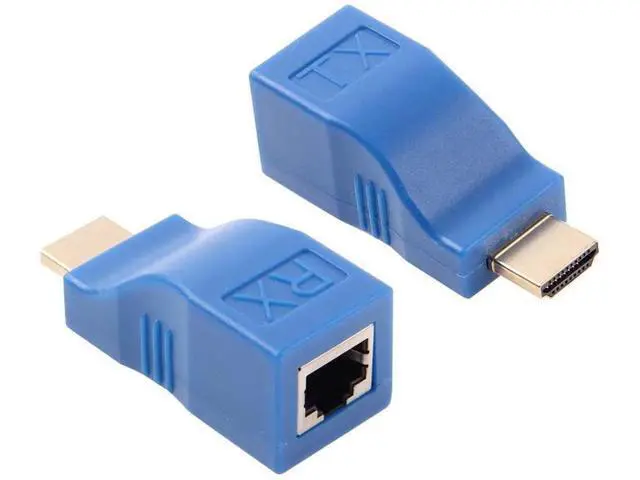 Alt view image 4 of 7 - HDMI Extender Up to 100ft HDMI Ethernet Network Extender Adapter Over RJ45 Cat5-e Cat6 Cable (Transmitter + Receiver 1 Port RJ45)