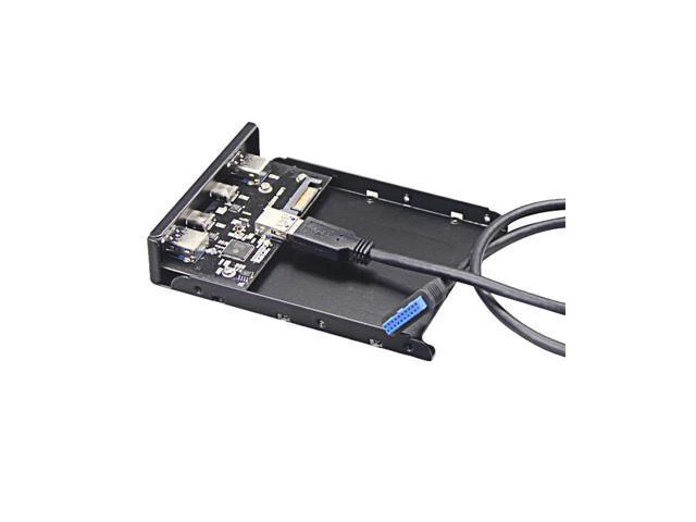 Alt view image 3 of 5 - Dual 5Gb/s USB 3.1 Type-C & USB 3.0 Computer 3.5 inch Floppy Bay Front Panel 4 Ports USB Hub, USB3 19Pin to 2x USB 3.0 USB-C + 2x Type A Splitter Adapter