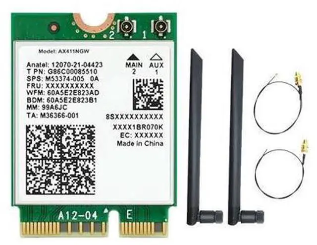 Main image of For AX411 Card+8DB Antenna 6E CNVio2 BT 5.3 Tri-Band 5374Mbps Adapter for Laptop/PC Win10/11-64Bit
