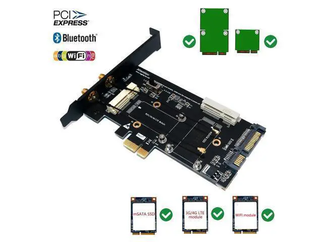 Alt view image 2 of 6 - PCI-E WiFi Adapter Mini PCI-E to PCI-E Network Card mSATA SSD to SATA 2.5 Adapter with SIM Card Slot for 3G/4G/LTE Wi Fi Adapter