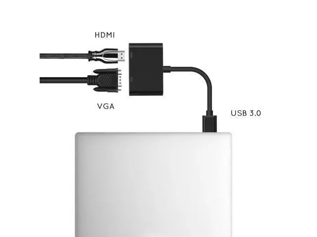 Alt view image 2 of 5 - 3.0 to VGA 1080P HD 2 In 1 Hub Converter For Laptop HDTV Projectors Monitors VGA Sync Output for Windows7/8/10