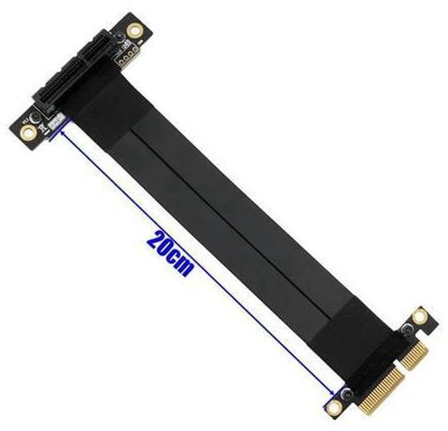 Alt view image 2 of 6 - PCI Express Extension Cable Riser PCI-E X4 to X4 PCIE Extender Flexible Cable Adapter Riser Card PC Cable for Graphics Card 24cm