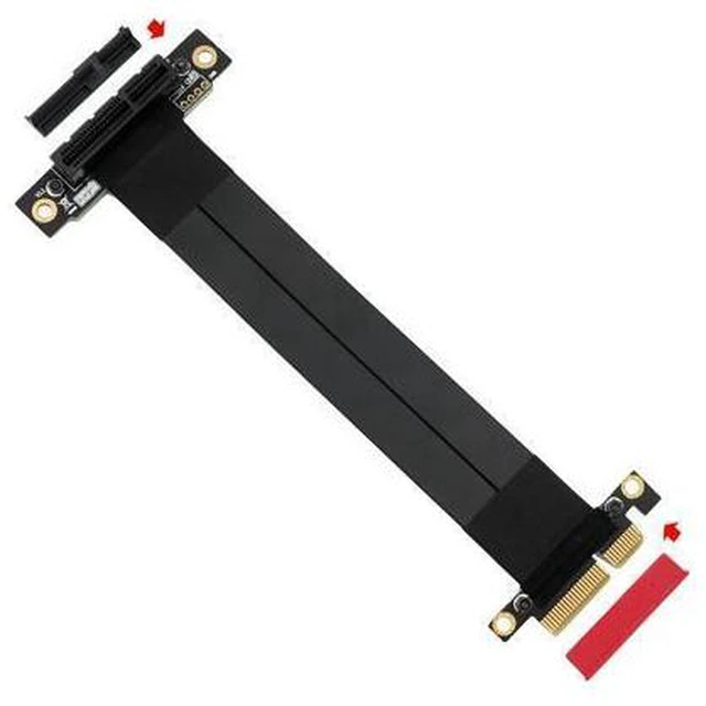 Alt view image 3 of 6 - PCI Express Extension Cable Riser PCI-E X4 to X4 PCIE Extender Flexible Cable Adapter Riser Card PC Cable for Graphics Card 24cm