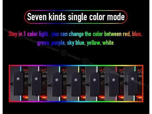 Alt view image 4 of 7 - RGB LED Gaming Mouse Pad Esports Player Non-slip Color Mousepad