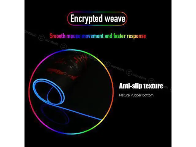 Alt view image 6 of 7 - RGB LED Gaming Mouse Pad Esports Player Non-slip Color Mousepad
