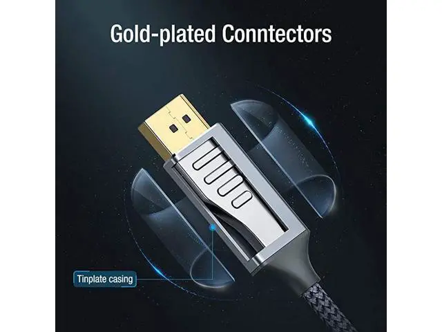 Alt view image 6 of 7 - DisplayPort to HDMI Cable 10Ft 4K UHD Nylon Braided GoldPlated DPtoHDMI Unidirectional Cord DP to HDMI Male Chords Display Port to HDTV Monitor Video Cable DP Ports to HDMI Ports Connector