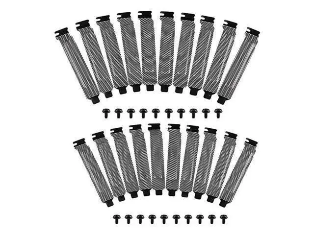 Alt view image 2 of 6 - 20 Pieces PCI Slot Cover Hard Steel Dust Filter Blanking Plate, Vented Slot Covers for Computer Cases with 20 Screws
