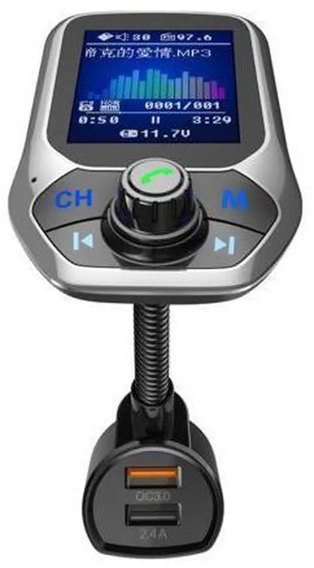 Main image of QC 3.0 Car Bluetooth Hands Free MP3 Player/Phone to Radio FM Transmitter T43