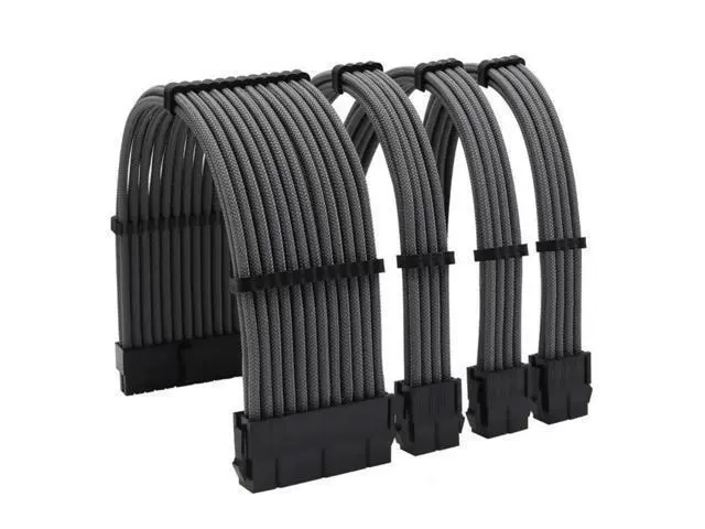 Alt view image 2 of 2 - Soft Braided ATX PSU Power Extension Cable 24Pin + CPU 8Pin + GPU 8pin (6+2)Pin PCI-E Kit for Motherboard CPU Cord(Grey)