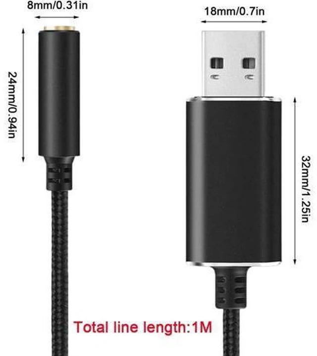 Alt view image 4 of 7 - USB to Audio Jack, USB to Audio Adapter 3.5mm to USB, External Stereo Sound Card for Headset/Microphone/Laptop/PC Wuwai
