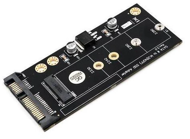 Alt view image 2 of 3 - M2 to SATA Adapter M.2 NGFF SATA SSD Raiser Expansion Card for 2230 2242 2260 2280mm M.2 Solid State Disk with 3.5" Bracket Tray