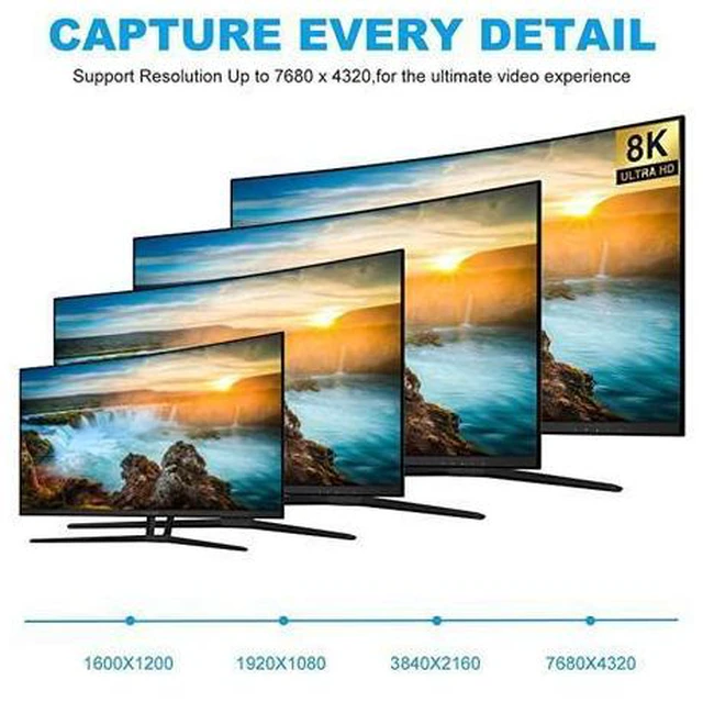 Alt view image 5 of 7 - HDMI 8K 2.1 Ultra HD Cable,8K@60Hz 4K@120Hz 48gbps Support HDCP 3D HDMI Cable for PS4 SetTop Box HDTVs Projectors 3m 9.9ft
