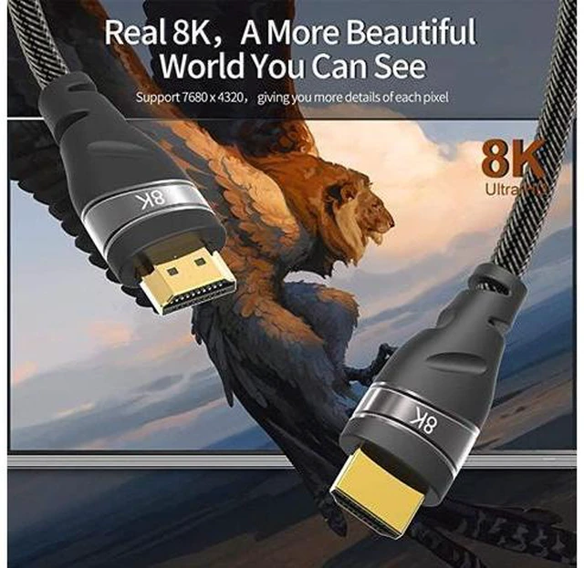 Alt view image 7 of 7 - HDMI 8K 2.1 Ultra HD Cable,8K@60Hz 4K@120Hz 48gbps Support HDCP 3D HDMI Cable for PS4 SetTop Box HDTVs Projectors 3m 9.9ft