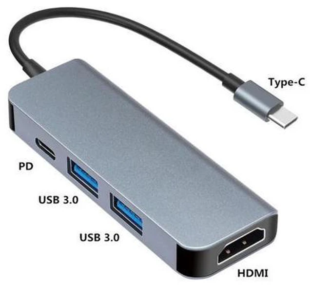 Alt view image 2 of 3 - 4 In 1 USB-C Hub Multifunctional Adapter with 4K HDMI-compatible2 USB 3.0 Ports Compatible for Laptops Macbook Pro Air