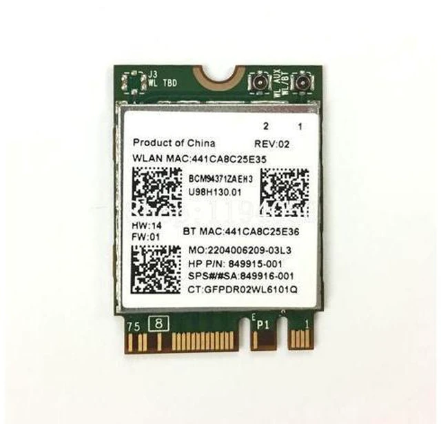 Alt view image 3 of 3 - Broadcom BCM94371ZAE BCM94371 BCM4371 802.11 AC NGFF M2 867Mbps WiFi & Bluetooth 4.1 Combo SPS 843549-001 Wireless network card