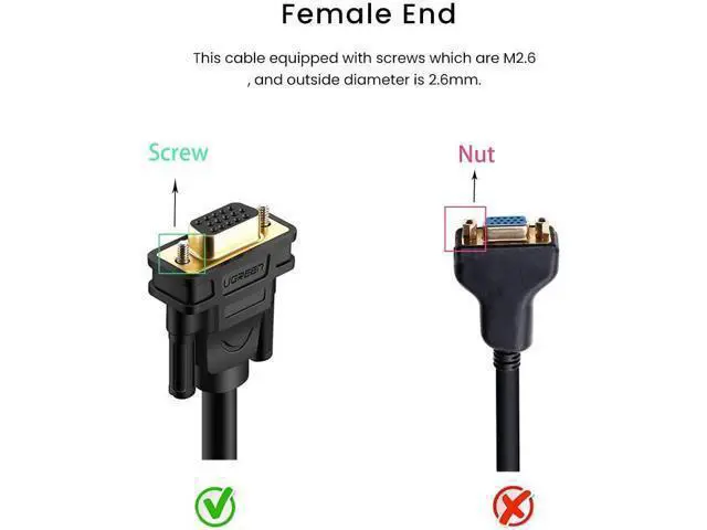 Alt view image 3 of 7 - UGREEN VGA Extension Cable SVGA Male to Female HD15 Monitor Video Adapter Cable Support 1080P Full HD for Laptop, PC, Projector, HDTV, Display (6FT)