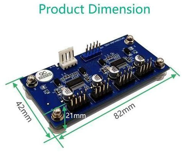 Alt view image 3 of 6 - USB 2.0 Header Splitter 9pin USB Header Male 1 to 4 Female Extension Cable Card Motherboard 9-Pin USB 2.0 HUB 2 to 8-Port USB 2.0 Hub with Additional Power and Magnetic Base