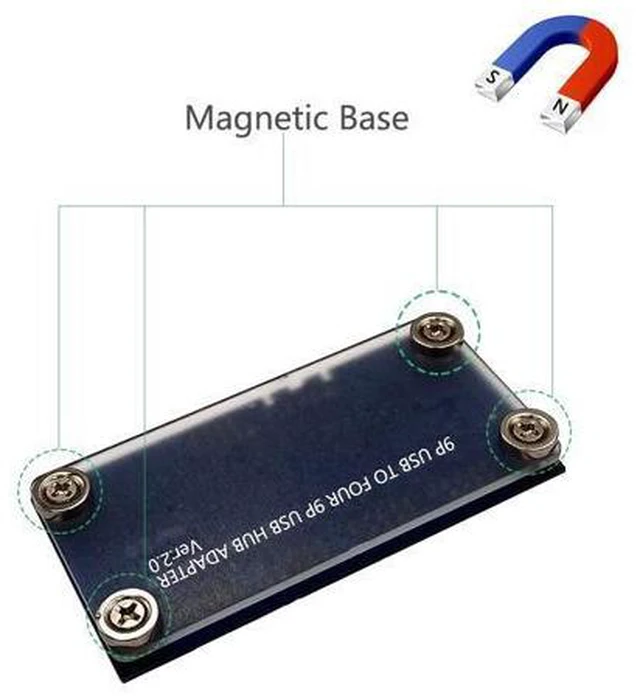 Alt view image 5 of 6 - USB 2.0 Header Splitter 9pin USB Header Male 1 to 4 Female Extension Cable Card Motherboard 9-Pin USB 2.0 HUB 2 to 8-Port USB 2.0 Hub with Additional Power and Magnetic Base