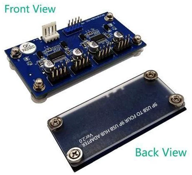 Alt view image 4 of 6 - USB 2.0 Header Splitter 9pin USB Header Male 1 to 4 Female Extension Cable Card Motherboard 9-Pin USB 2.0 HUB 2 to 8-Port USB 2.0 Hub with Additional Power and Magnetic Base