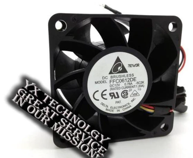 Alt view image 3 of 3 - 6038 6CM 60mm server chassis cooling fan 12V 0.78A FFC0612DE PWM thermostat 60*60*38mm for delta