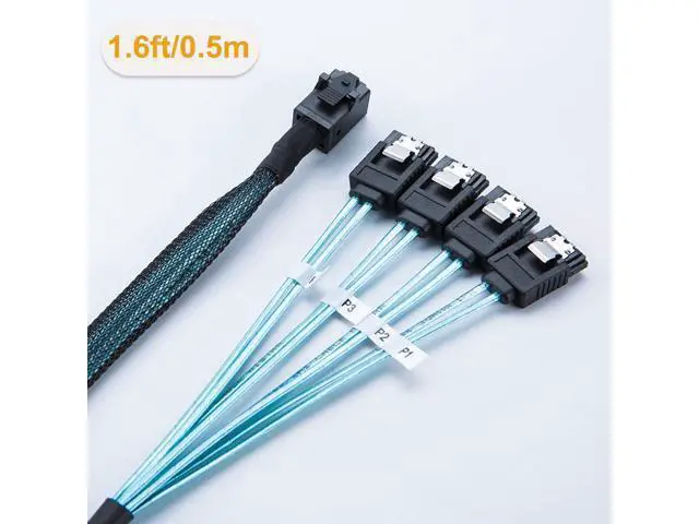 Alt view image 5 of 6 - Internal HD Mini SAS Cable, Internal HD Mini SAS (SFF-8643 Host) - 4X SATA (Target) Cable,SFF-8643 to 4X SATA Cable,1.6ft, SFF-8643 for Controller, 4 Sata Connect to Hard Drive
