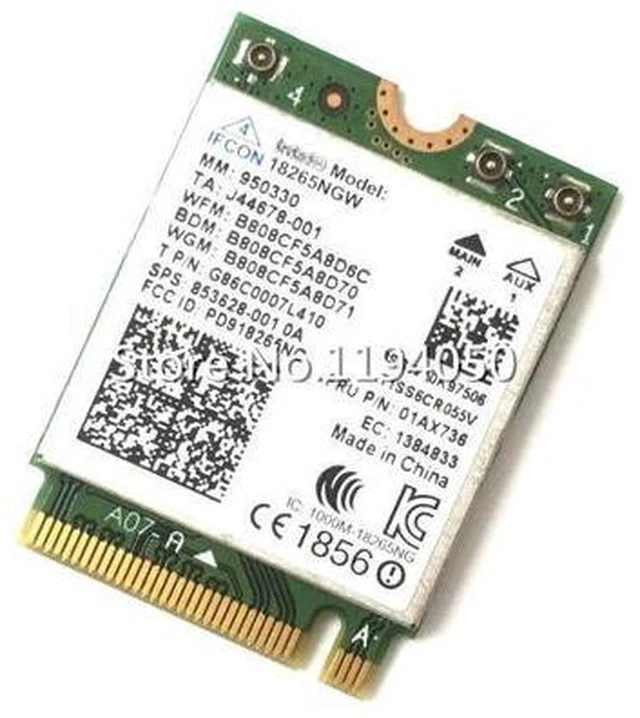 Alt view image 3 of 3 - 802.11ac Wireless Wlan Mini Wi-Fi Card for Intel Tri-Band Wireless AC 18265 867Mbps WiFi + Bluetooth 4.2 Network Adapter 18265