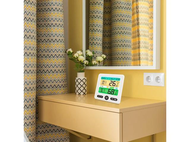 Alt view image 4 of 7 - 1pc Practical Durable Convenient Multipurpose Home Hygrothermograph Thermometer Clock Hygrometer Clock
