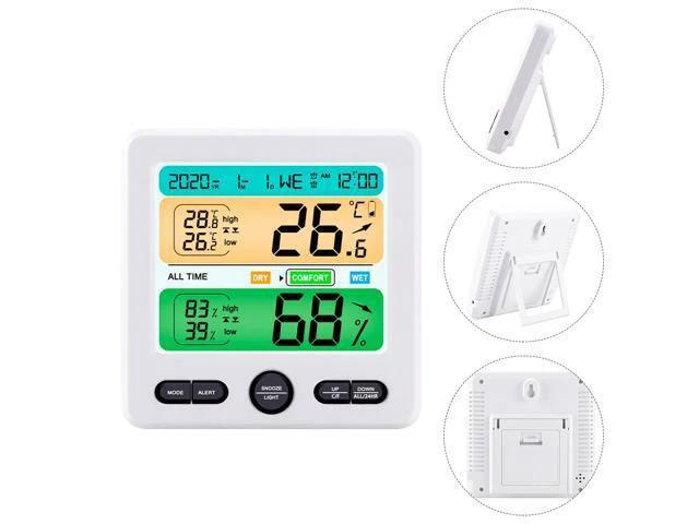 Alt view image 5 of 7 - 1pc Practical Durable Convenient Multipurpose Home Hygrothermograph Thermometer Clock Hygrometer Clock