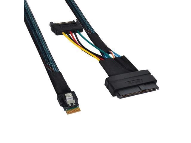 Alt view image 6 of 7 - FVH U.2 U2 SFF-8639 to Slimline SFF-8654 4i NVME PCIe Cable for M.2 SF-104-0.5M