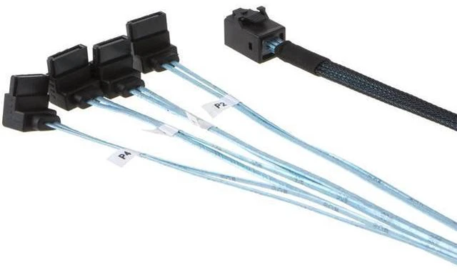Alt view image 3 of 4 - Internal HD Mini SAS (SFF-8643 Host) - 4X SATA (Target) Angle Cable, SFF-8643 for Controller, 4 Sata Connect to Hard Drive, 0.5M / 1.6FT