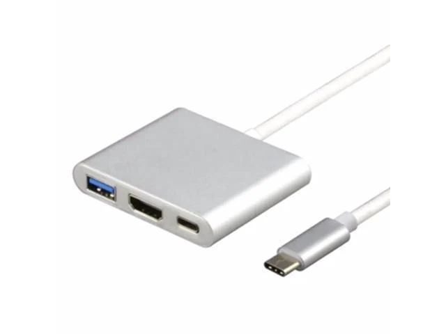 Alt view image 4 of 5 - Multiport Hub Adapter, 3-in-1 Type C Converter with 1 USB 3.0 Port, 1 1080P Output and 1 Type-c PD Charging Port