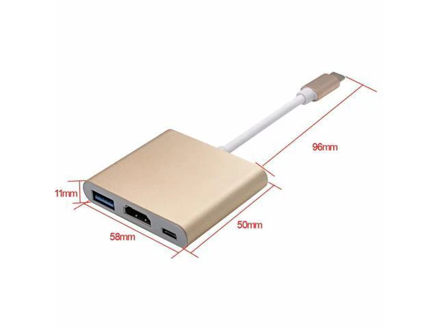 Alt view image 5 of 5 - Multiport Hub Adapter, 3-in-1 Type C Converter with 1 USB 3.0 Port, 1 1080P Output and 1 Type-c PD Charging Port