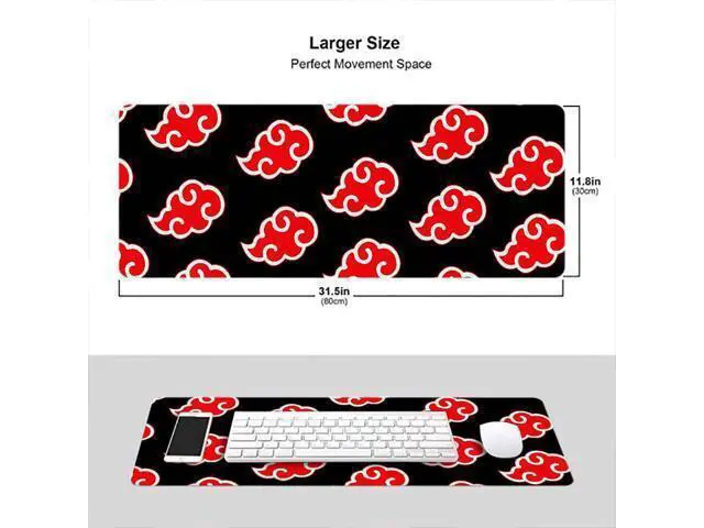 Alt view image 2 of 5 - Gaming Mouse Pad Large for Japanese Anime Akatsuki Itachi Uchiha Mouse pad Smooth Surface Stitched Edges Ultra Thick Anti-Slip Rubber Base Soft Cloth for Gamer Office Home 31.5" x 11.8" x 0.12"