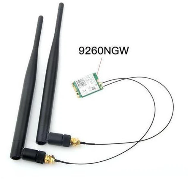 Alt view image 2 of 4 - Sem fio para intel ac 9260 9260ngw 802.11ac ngff wi-fi bluetooth 5.0 card + 6dbi ipex mhf4 u. fl para segundo conjunto de antena externa