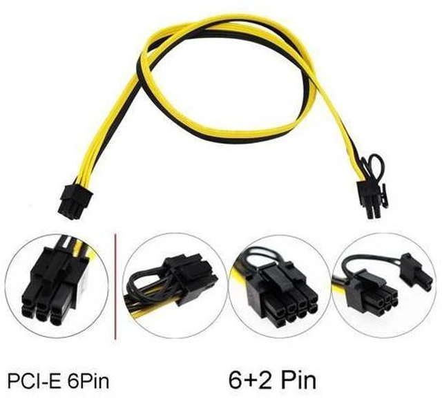 Alt view image 5 of 7 - 5pcs/lot 100cm 6pin to 8Pin (6+2Pin) PCI-E Cable 18AWG Mining