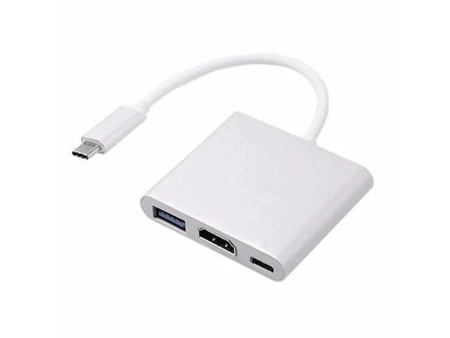 Alt view image 3 of 5 - Multiport Hub Adapter, 3-in-1 Type C Converter with 1 USB 3.0 Port, 1 1080P Output and 1 Type-c PD Charging Port
