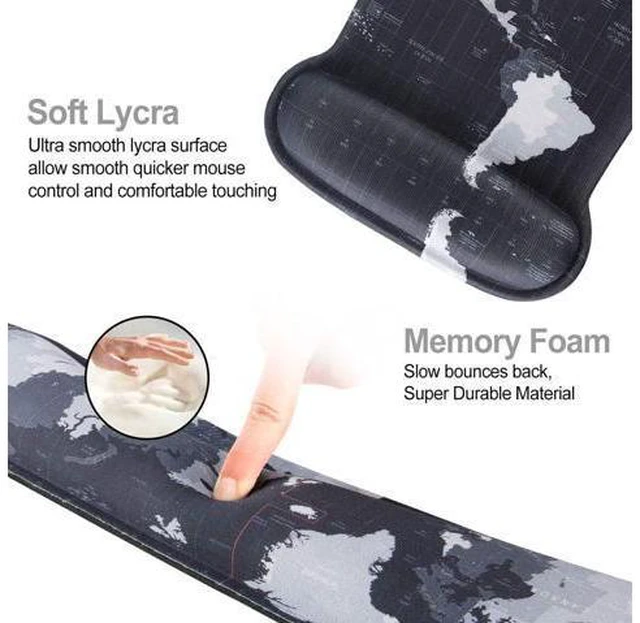 Alt view image 3 of 7 - Keyboard Wrist Rest Pad Ergonomic Mouse Pad Set ToLuLu Mouse Pad for Computer Laptop Non Slip Mousepad Keyboard Wrist Support with Raised Memory Foam for Easy Typing Pain Relief Cool World Map