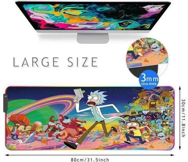 Alt view image 2 of 7 - RGB Gaming Mouse Pad Large - Soft RGB Mouse Mat Oversize Glowing Led Extended Mousepad, USB Powered Computer Keyboard Mouse Pad, Lighted PC Gaming Mouse mat with Non-Slip Rubber Base Waterproof 80x30