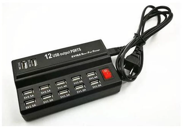 Alt view image 5 of 5 - USB Charger 100-240V USB Interface Smart Fast Charge Digital Electronic Charger Multifunctional Charger, US Plug, Style:12 Ports - OEM