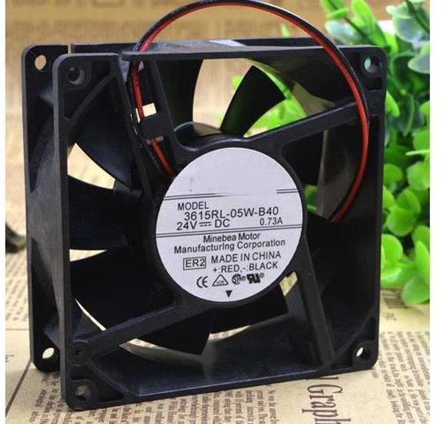 Alt view image 3 of 3 - 3615RL-05W-B40 9038 9CM 24V 0.73A 2-wire inverter fan