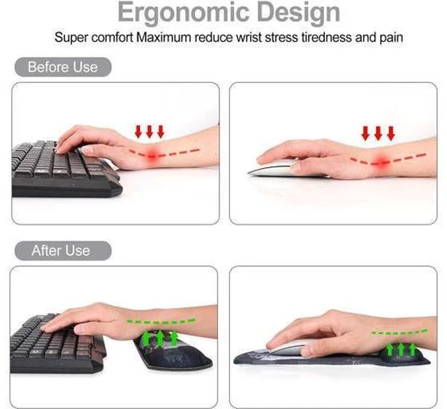 Alt view image 6 of 7 - Keyboard Wrist Rest Pad Ergonomic Mouse Pad Set ToLuLu Mouse Pad for Computer Laptop Non Slip Mousepad Keyboard Wrist Support with Raised Memory Foam for Easy Typing Pain Relief Cool World Map