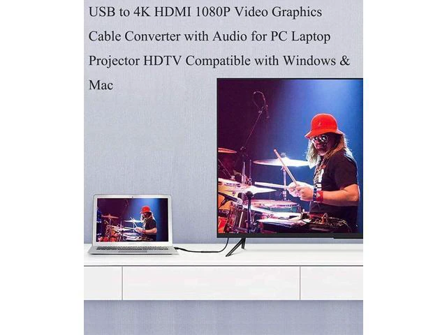 Alt view image 6 of 7 - USB to HDMI Adapter Cable for Mac OS Windows 10/8/7/Vista/XP USB 3.0 to HDMI Male HD 1080P Monitor Display Audio Video Converter Cord 1.6FT