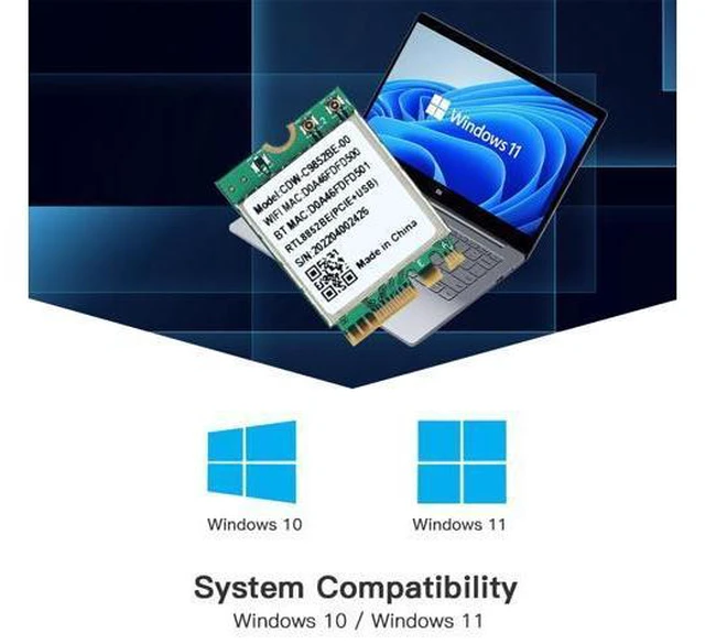 Alt view image 3 of 6 - Wifi 6 Realtek RTL8852BE Network Card 1800Mbps BT 5.0 Dual Band Wireless Wi-Fi Adapter 802.11ac/ax 2.4G/5Ghz MU-MIMO For Win 10