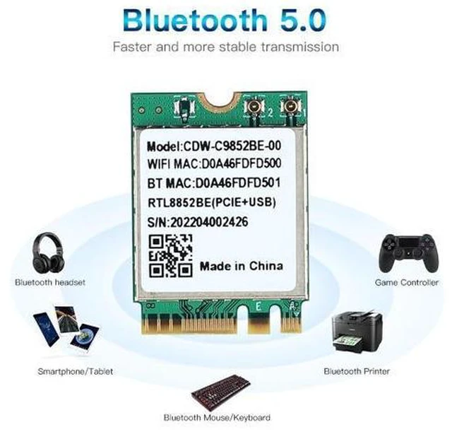 Alt view image 4 of 6 - Wifi 6 Realtek RTL8852BE Network Card 1800Mbps BT 5.0 Dual Band Wireless Wi-Fi Adapter 802.11ac/ax 2.4G/5Ghz MU-MIMO For Win 10